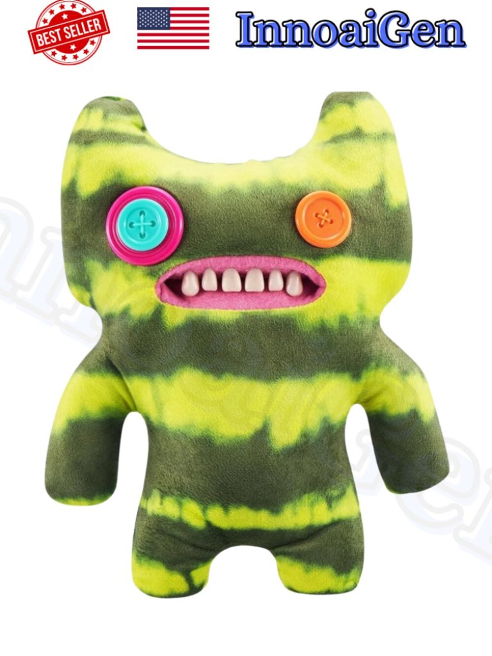 ZURU Fuggler Laboratory Misfits Green Tie Dye Funny Ugly Monster Plush NWB New
